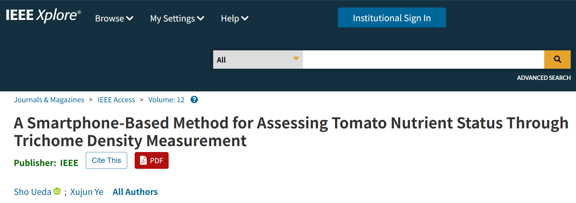 トマト栽培における栄養状態診断に関する研究論文が国際誌に掲載